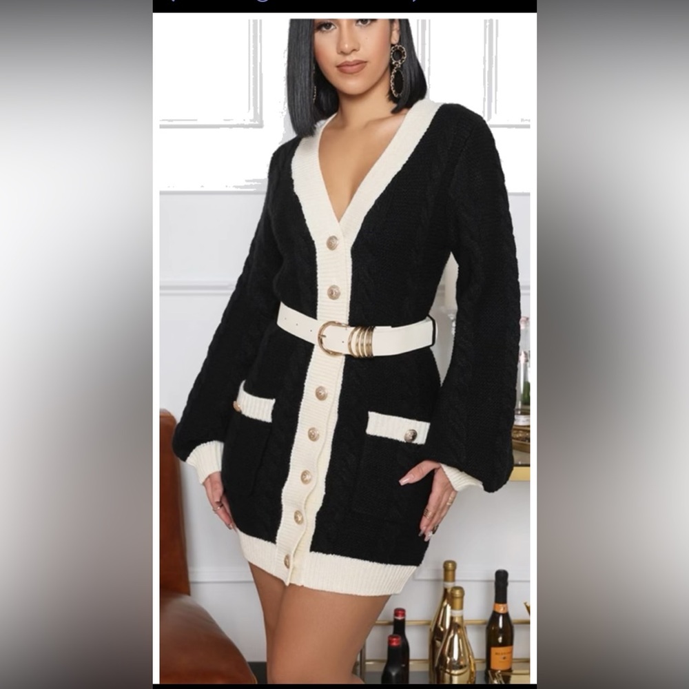 Chic Black and Cream Women's Cardigan